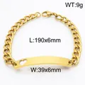 Gold-colored stainless steel Cuban link bracelet with heart cutout plate ID tag design - Gold