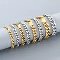 Variety of titanium steel Cuban link bracelets in silver and gold finishes for men and women - Width 8mm, Length 19cm / Gold