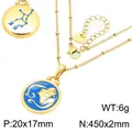 Gold stainless steel Virgo zodiac necklace with blue enamel circle pendant and star chart - Gemini (KN301474-GC) / Gold