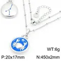 Collar del zodiaco Cáncer de acero inoxidable con colgante de gota de aceite azul redondo - Cáncer (KN301488-GC)