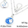 Collar de signo zodiacale de acero inoxidable con colgante de esmalte azul Cáncer - Géminis (KN301490-GC)