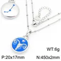 Collar signo Aries de acero inoxidable con colgante de esmalte azul y dimensiones - Aries (KN301493-GC)