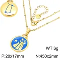 Collar dorado de acero inoxidable con colgante del zodiaco Géminis y esmalte azul - Virgo / Dorado