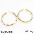 Boucles d'oreilles créoles de 36 mm en acier titane doré avec pavé de cristaux brillants - Or (KE134269-GC)
