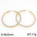 Boucles d'oreilles créoles en acier titane doré avec strass, diamètre 46 mm - Or (KE134271-GC)