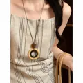 Retro Maillard wood resin geometric necklace for women high-end niche jewelry - Coffee, Black & Khaki