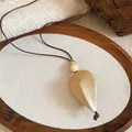 Vintage wood resin drop pendant necklace in Maillard brown style, SKU variant display. - Khaki - Earth Tones