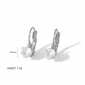 Élégantes boucles d'oreilles dormeuses en zircone cubique 6mm finition argentée - Boucles d'oreilles dormeuses argentées zircone 6mm (TE6115-S)