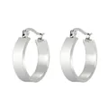 Créoles larges minimalistes en acier inoxydable avec une finition métallique argentée - 21*6mm (KE91189-LO) / Acier