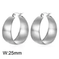 Minimalistische breite Edelstahl-Creolen in Silberoptik mit einer Breite von 25 mm - 25mm (KE112501-WGMW)
