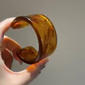Elegant amber marbled resin cuff bracelet featuring a wide open design and glossy finish - Amber Pattern Open Style (77#-Small) / Brown