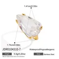 Detaillierte Maße eines tropfenförmigen Glasrings aus 18k vergoldetem Edelstahl. - Gold (JDR0104310-7)