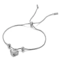 Eleganter verstellbarer Edelstahl-Herz-Armband mit weißem Muscheleinsatz für Damen - Stahlfarbe (KB146753-KLX)