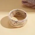 Elegant vintage resin marbled round bangle bracelet for women in cream and brown - Irregular Smudged Pattern Bangle (110#) / White