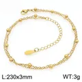 Double-layered gold bead anklet in stainless steel with adjustable extension chain - Double Layer Spacer Bead Style (KJ4732-Z) / Gold