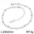 Minimalist double-layered stainless steel bead anklet for women with lobster clasp - Double Layer Spacer Bead Style (KJ4733-Z) / Silver