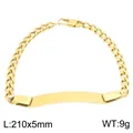 Gouden Cubaanse schakelarmband met graveerbare gebogen ID-plaat, 210 mm lang ontwerp - NK Ketting (KB212610-KJX) / Goud