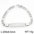 Zilveren Figaro schakelarmband met graveerbare ID-plaat voor DIY-aanpassing 205x6,5mm - Figaroketting (KB209630-KJX)