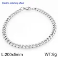 Poliertes kubanisches Gliederkettenarmband aus Edelstahl, Silberfarbe, 200x5mm - Rund Polierter Stil (KB207773-Z) / 200x5mm