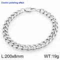 Poliertes Edelstahl-Cuban-Gliederkette Armband, 200mm Länge, 8mm Breite, 19g Gewicht. - Rund Polierter Stil (KB207777-Z)