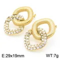 Boucles d'oreilles géométriques dorées de style français avec strass brillants - Style Boucle Entrelacée (KE116423-KFC) / Or