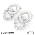 Boucles d'oreilles clous géométriques argentées avec des strass brillants 29x19mm - Style Boucle Entrelacée (KE116422-KFC) / Argent