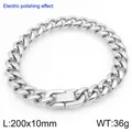 Hochwertiges Cuban Link Armband aus Edelstahl mit einem sehr glänzenden Silberfinish - Rund Polierter Stil (KB207779-Z)