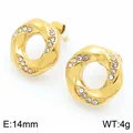 Boucles d'oreilles torsadées dorées de style français avec cristaux sertis, 14mm - Style Géométrique Torsadé (KE116536-GC) / Or