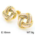 Boucles d'oreilles nœud géométrique style français avec émail lavande - Style Géométrique Émail Violet (KE115091-K)