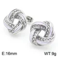 Boucles d'oreilles nœud géométrique avec émail violet et cristaux brillants, 16mm - Style Géométrique Émail Violet (KE115092-K)