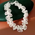 Collana di perle vintage francese con elegante design in pizzo di perline bianche - Stile Pizzo a Onda Vintage Francese (1#) / Taglia L / Bianco