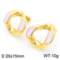 Boucles d'oreilles géométriques en émail de style luxe français en or et lavande - Style Géométrique Émail Mauve (KE114511-K)