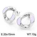 Boucles d'oreilles géométriques argentées avec émail lilas, taille 20x15mm, poids 10g - Style Géométrique Émail Mauve (KE114516-K)
