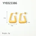 French vintage stainless steel 18K gold plated trapezoid geometric hoop earrings for women - Gold Geometric Trapezoid Style (YYE023386)