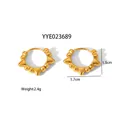 Vintage 18K gold plated stainless steel spike hoop earrings for women, 1.7cm size - Gold Radial Retro Hoop Style (YYE023689)