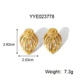 Vintage gold leaf hollow earrings in high-quality 18K gold-plated stainless steel - Gold Hollow Textured Style (YYE023778)