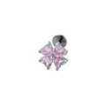 Pink heart zircon clover earring in F136 titanium alloy with internal threading - Lucky Flower (A681-2#) / 1.2x8mm / Pink