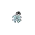 F136 titanium clover cartilage stud with heart-shaped blue zircons and internal threading - Lucky Flower (A681-4#) / 1.2x8mm / Light Sea Blue
