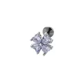 Lavender heart zircon clover flower ear stud made of F136 titanium alloy internal thread - Lucky Flower (A681-3#) / 1.2x8mm / Orchid Purple