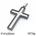 Pendentif croix rotative bicolore de style hip hop en acier inoxydable pour hommes - Pendentif Croix Rotatif (KP118326-ZLA) / Pendentif Seul (Sans Chaîne) / Bicolore Noir