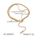 18K gold plated stainless steel zircon bracelet with detailed length and weight measurements - Double Layer Herringbone
