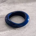 High-gloss deep blue resin bangle with unique concave geometric design on stone base - Dark Blue