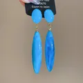 Übergroße blaue Acryl-Wassertropfen-Ohrringe mit Silbernadeln für Damen - Silbernadel-Blau