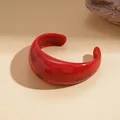 Elegant red marbled resin cuff bracelet featuring a minimalist geometric design - Wide Open Style (42#)