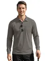 Men's quick-dry long-sleeved polo shirt with pocket in versatile dark grey finish - M / Gray