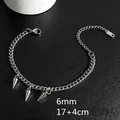 Bracelet chaîne cubaine en acier titane pour homme avec trois pointes, 17+4 cm - Style Pendentif à Pointes (DYB107S) / PT900 / 6mm x 17+4cm / Argent