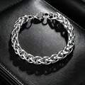 Hochwertiges silbernes Panzerarmband aus Titanstahl für Herren mit Karabinerverschluss - Doppelglied-Panzerkette (DYB28S) / PT900 / 22cm / Silber