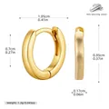 Minimalist gold 925 sterling silver huggie hoop earrings with detailed size dimensions - Gold-7mm