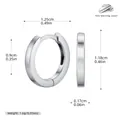 S925 sterling silver minimalist hoop earrings with detailed dimension specs - Silver-9mm