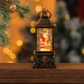 Vintage bronze Christmas water lantern with Santa Claus and swirling glitter snow. - Vintage Square Lamp Santa (7*7*18cm 605g)